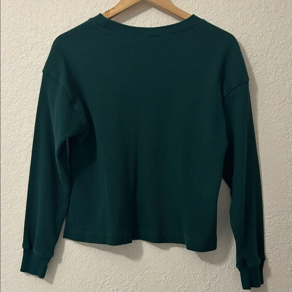 Forever 21 Emerald Green Long-sleeve Waffle Crop Top medium - Picture 4 of 7